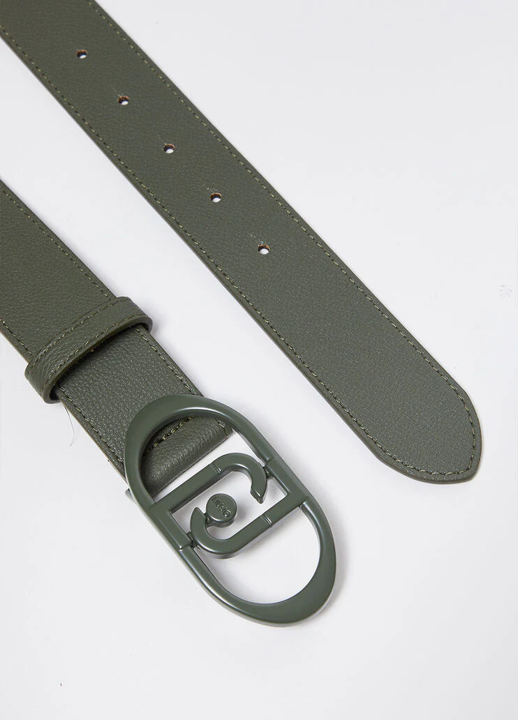 Belt with logo buckle