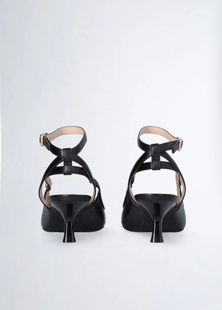 Black slingbacks with low heel