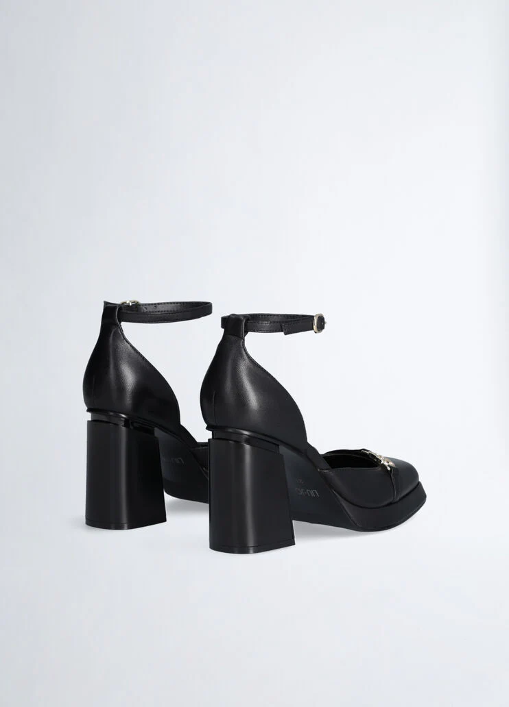 Black two-piece court shoes