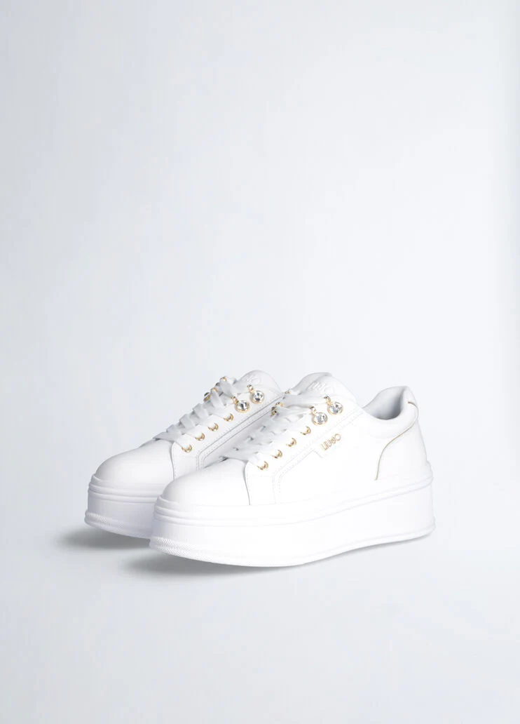 Platform sneakers with jewel stones