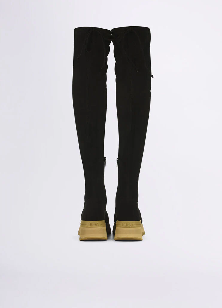 Black over-knee sneakers