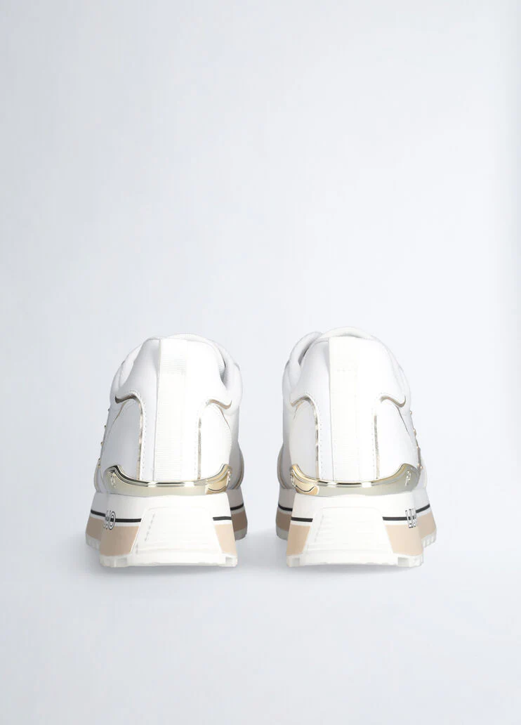 White leather platform sneakers