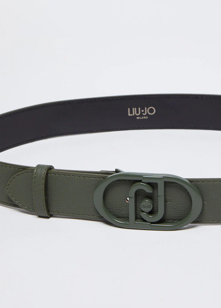 Belt with logo buckle
