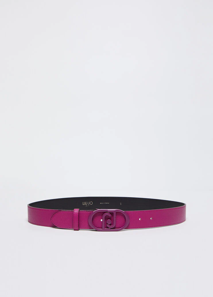 Belt with logo buckle
