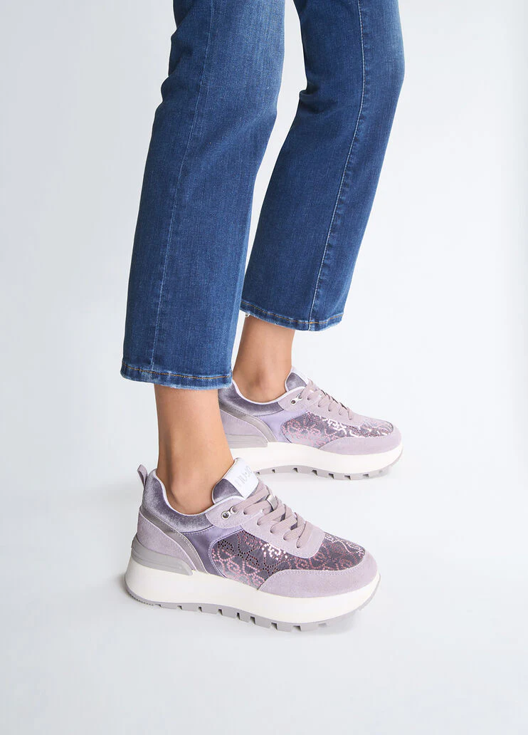 Platform sneakers with micro sequins