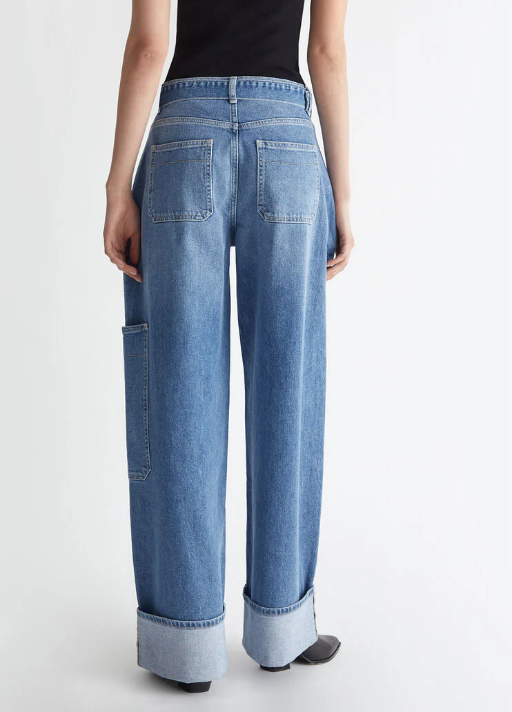Flared cargo jeans with belt