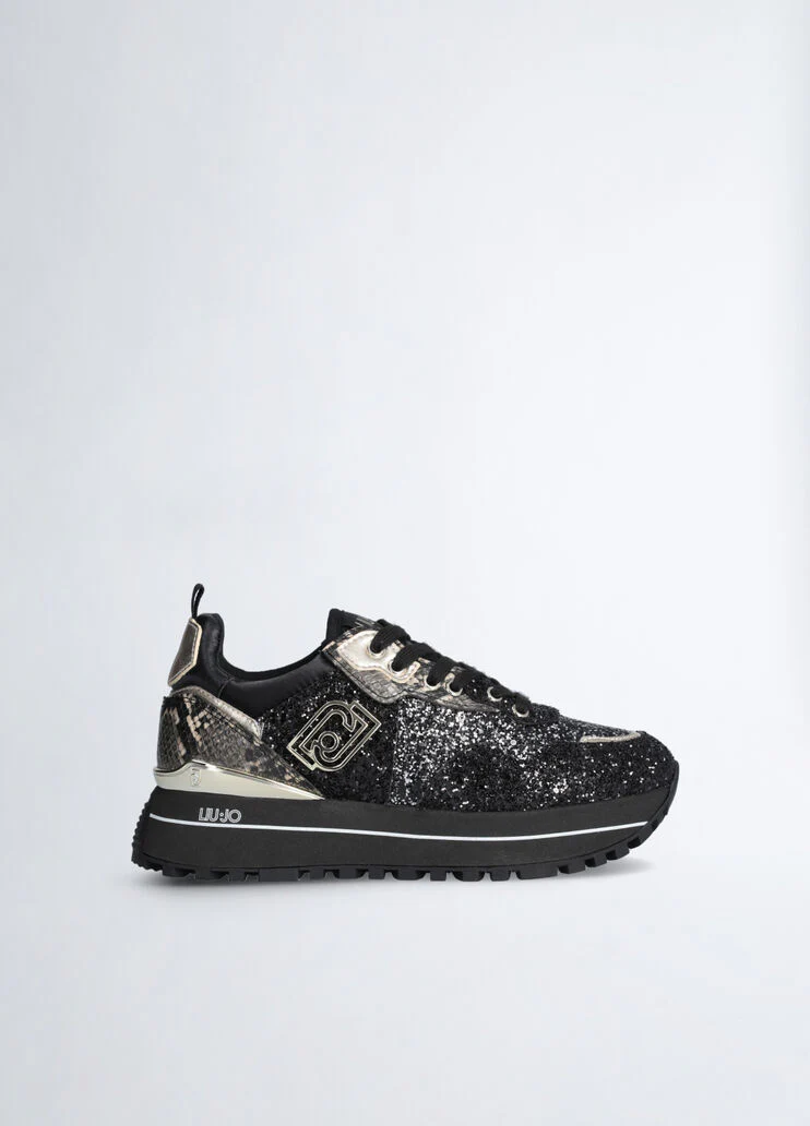 Platform sneakers with glitter