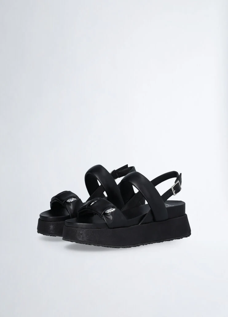 Platform sandals with jewel stones