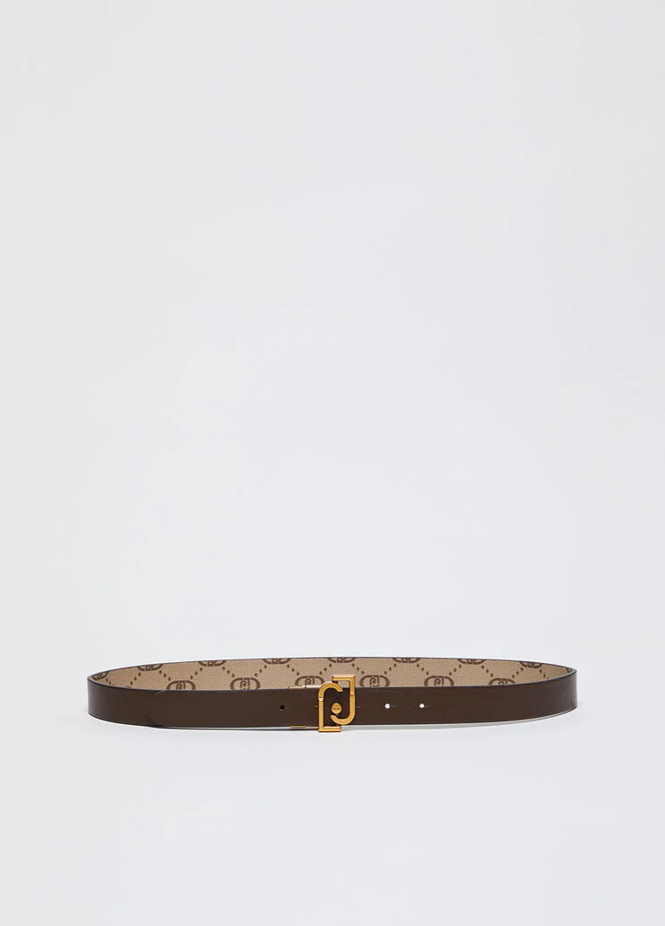 Reversible belt with logo buckle