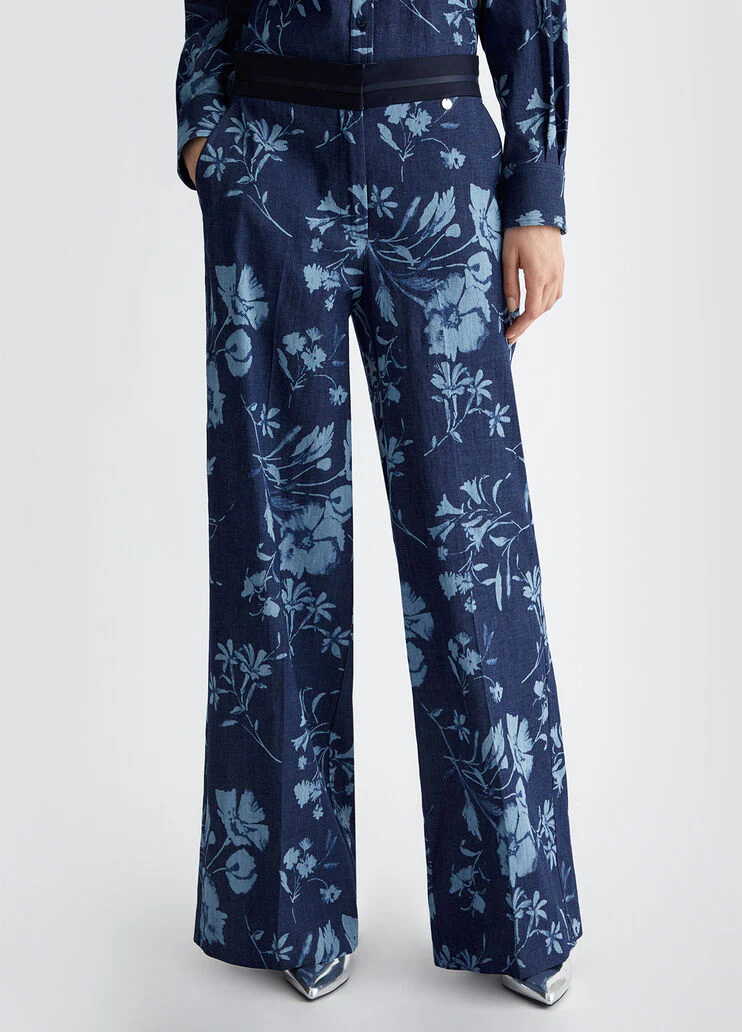 Palazzo jeans with floral print