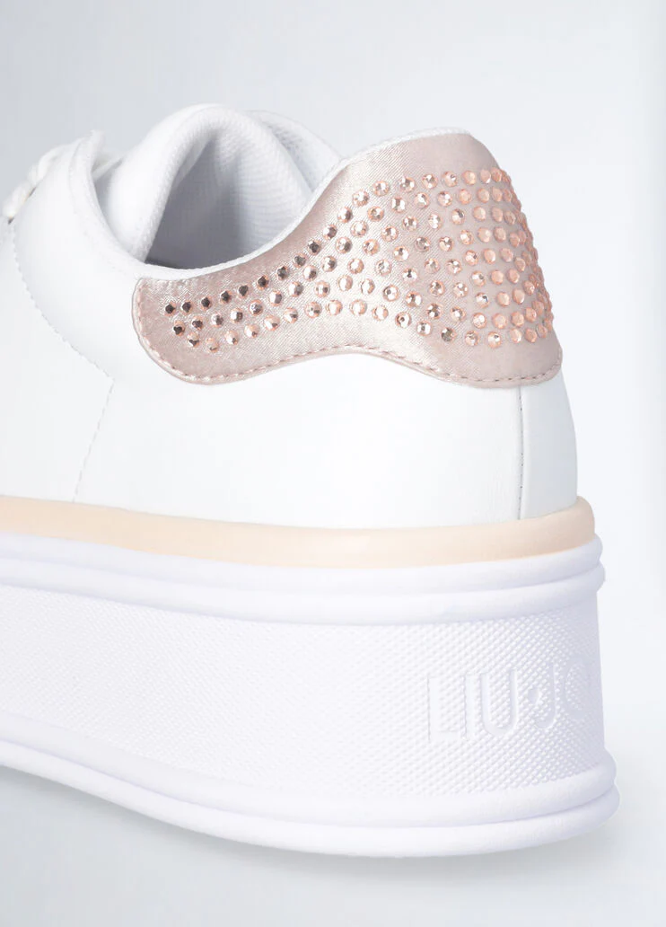 Leather sneakers with rhinestones