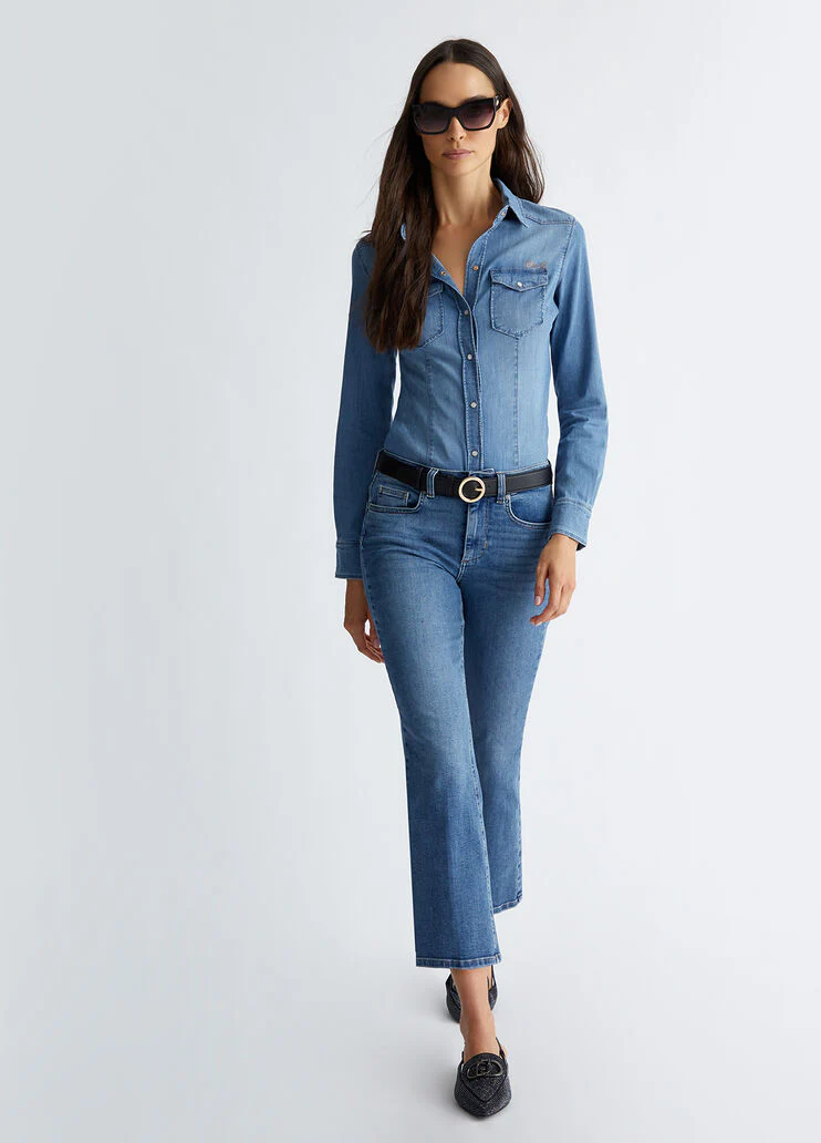 High-rise bootcut jeans