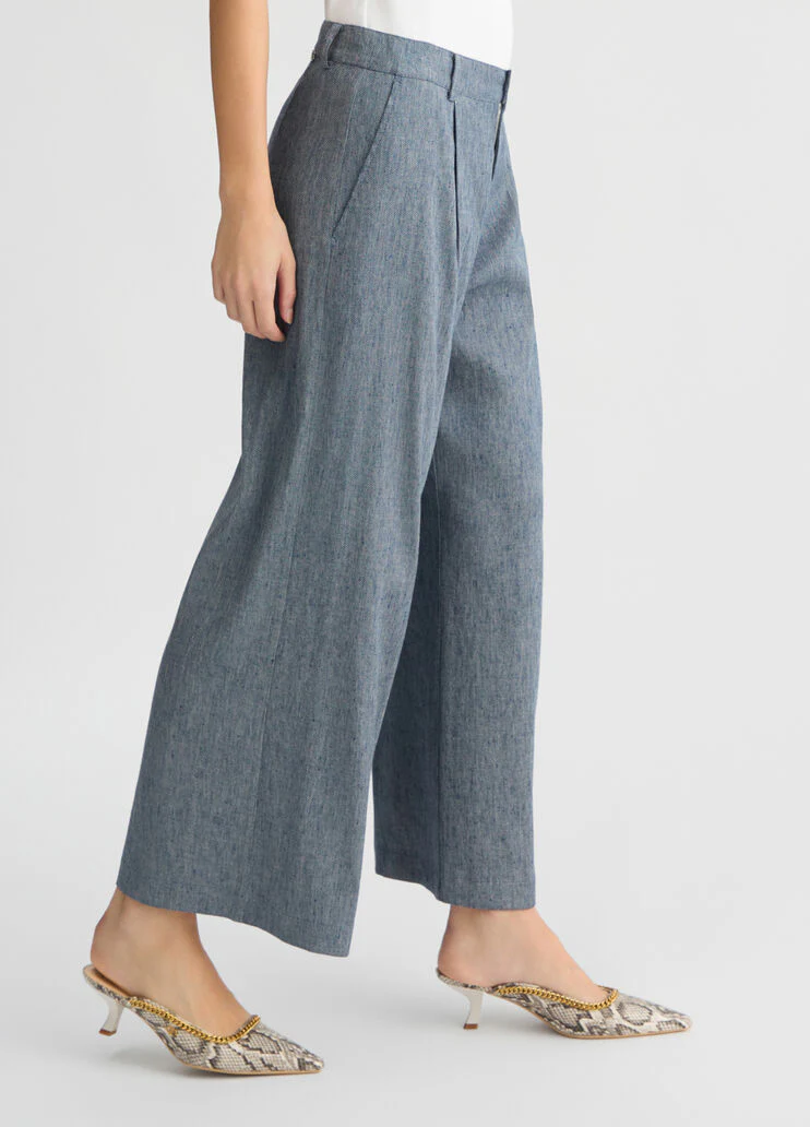 Flared denim trousers