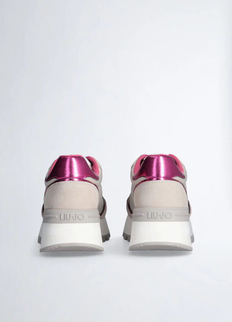 Platform sneakers in suede and nylon