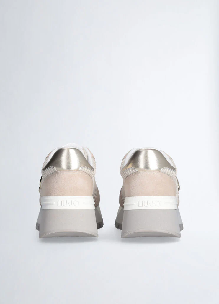 Suede and mesh platform sneakers