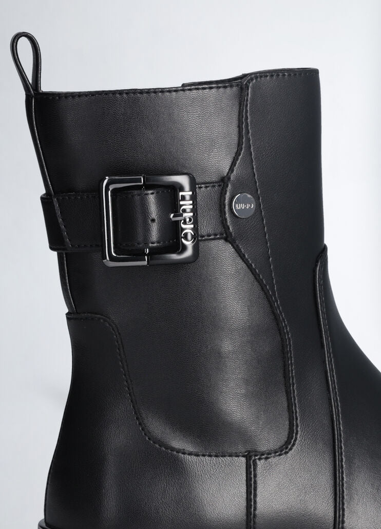 Black ankle boots with buckle