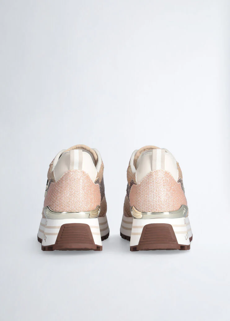 Platform sneakers with glitter and sequins