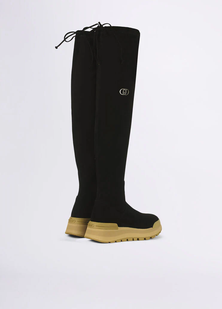 Black over-knee sneakers