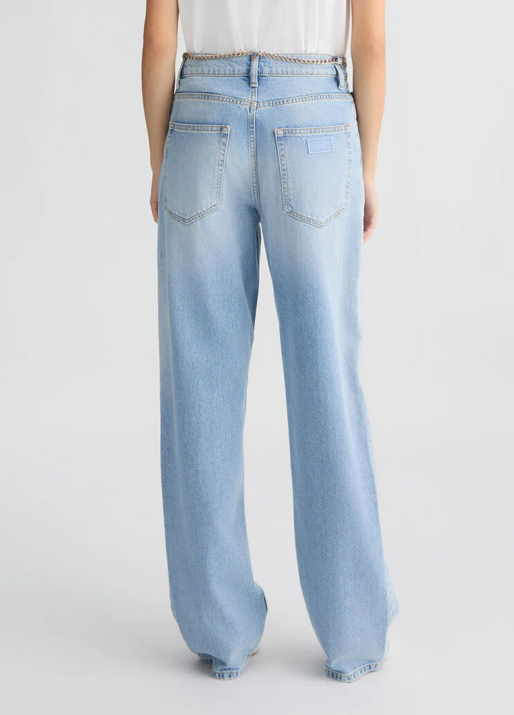 High-waisted straight-leg jeans