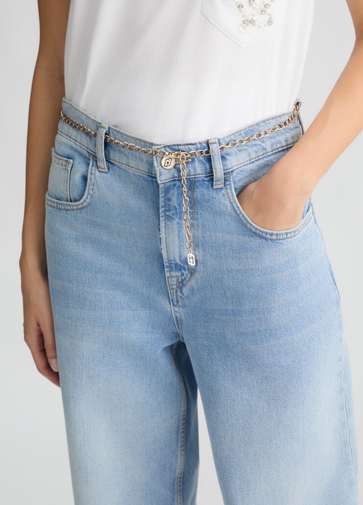 High-waisted straight-leg jeans