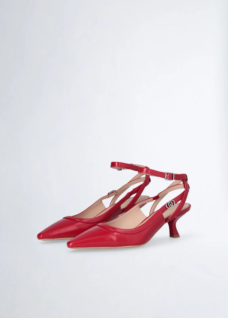 Red slingbacks with low heel