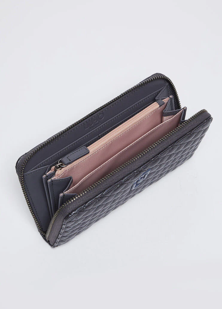 Quilted zip-around purse