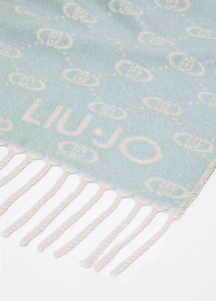 Stole with lurex jacquard logo