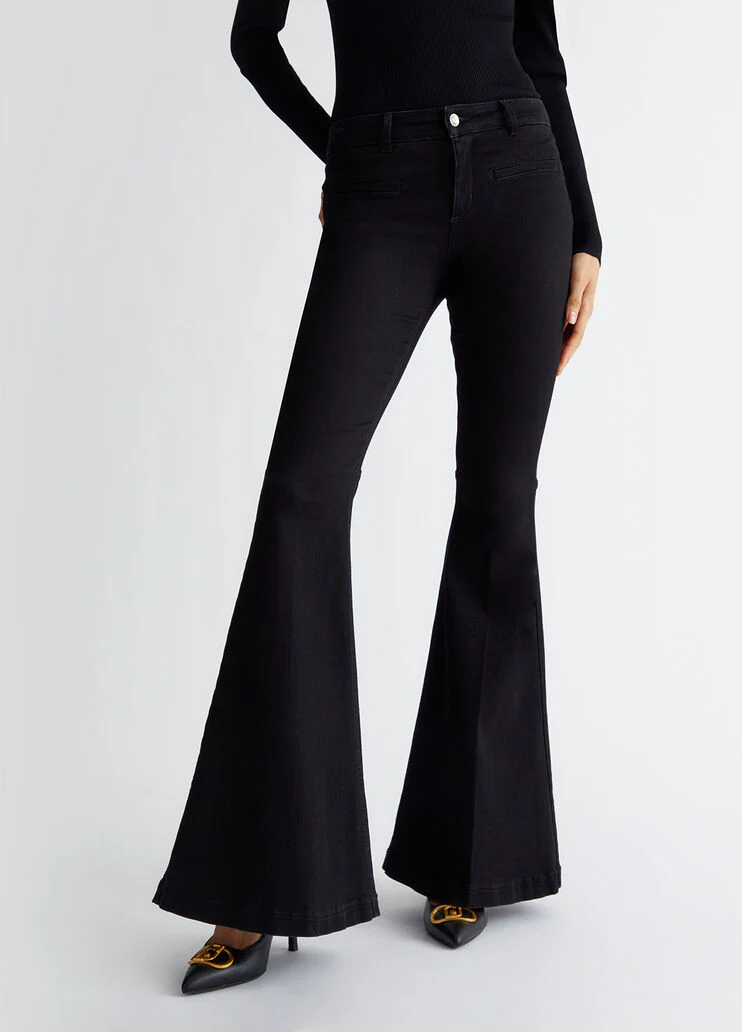 Low-rise super-flared jeans