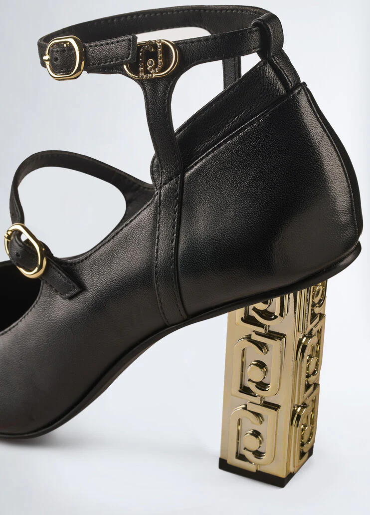 Black two-piece court shoes