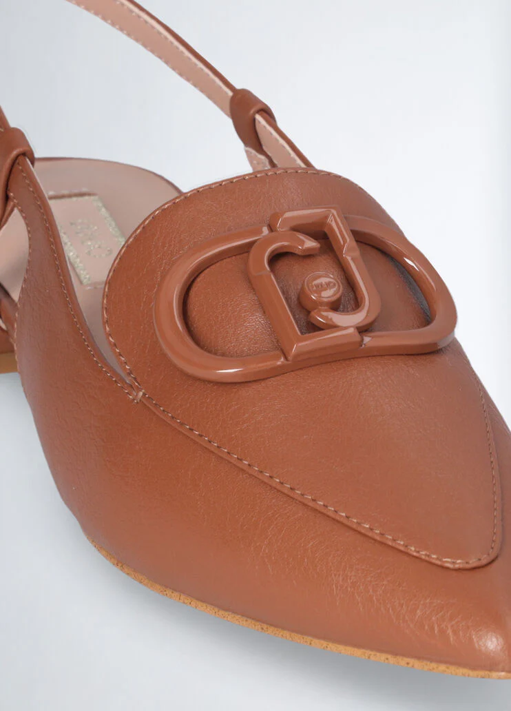Brown slingback ballet flats