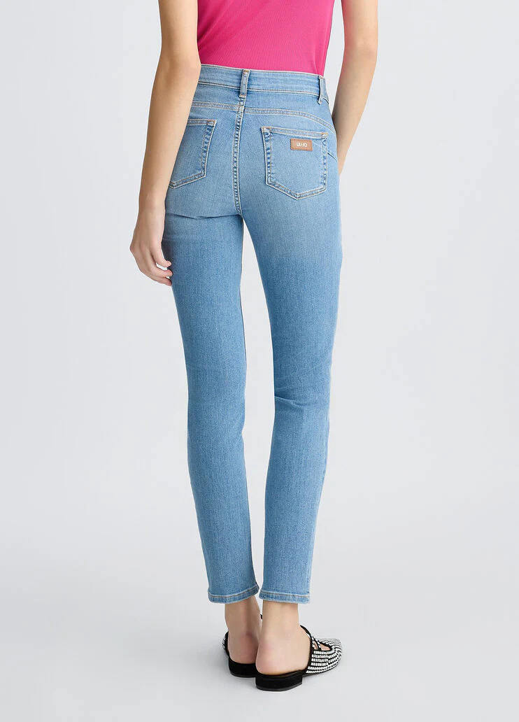 High-waisted skinny jeans