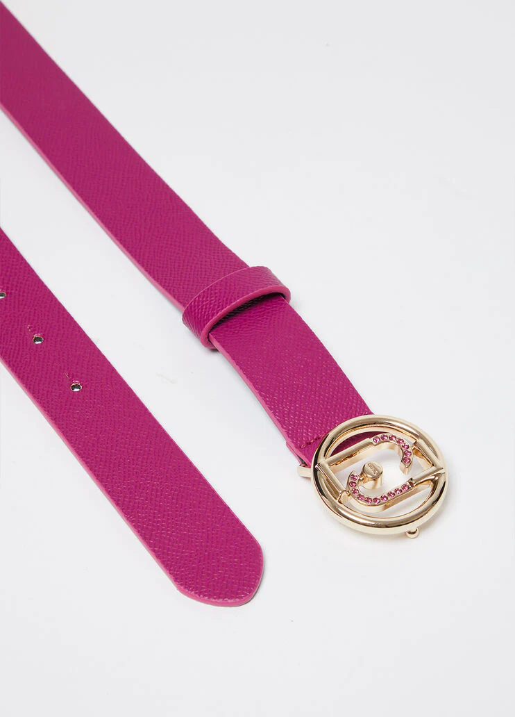 Belt with logo buckle