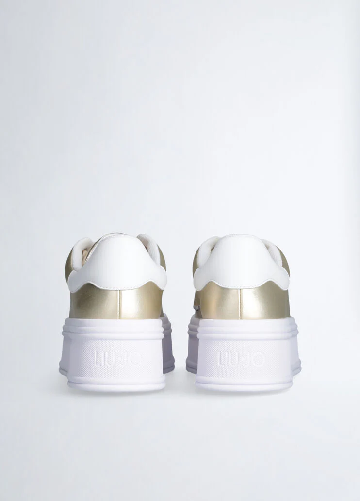 Gold leather platform sneakers