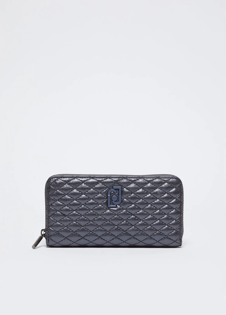 Quilted zip-around purse