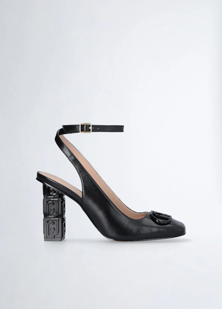 Slingbacks with branded heel
