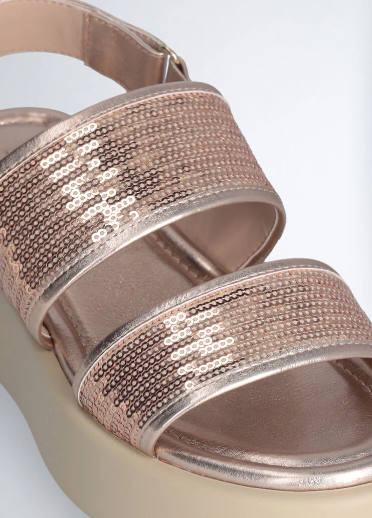 platform sandals with sequins