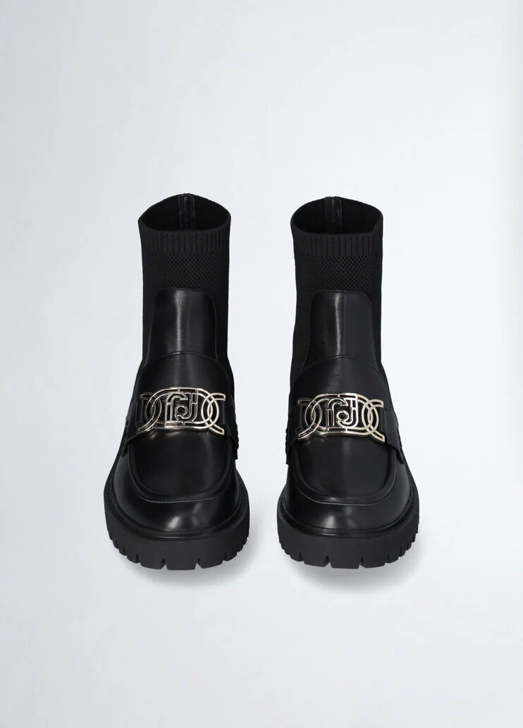 Leather loafer boots