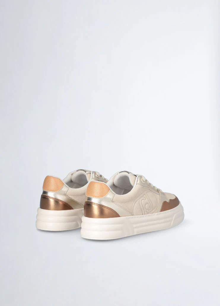 Beige suede platform sneakers