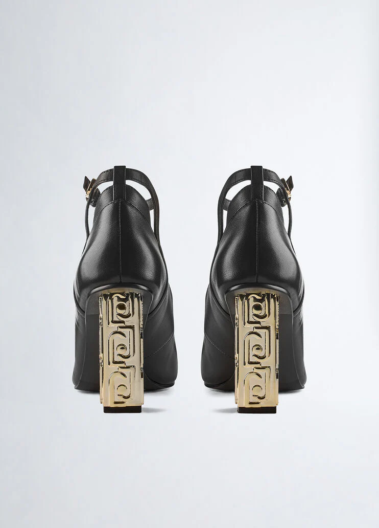 Black two-piece court shoes