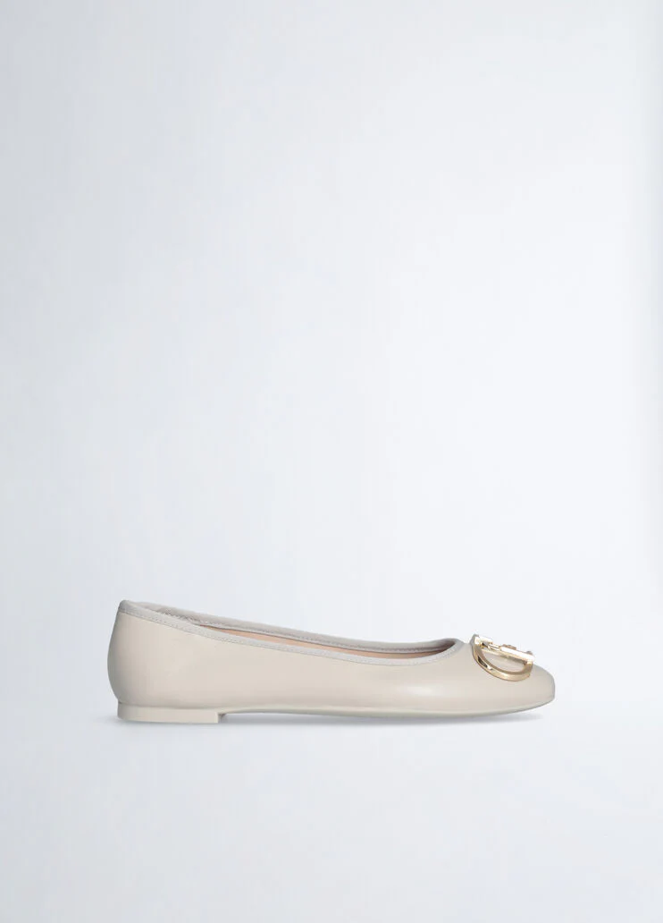 White leather ballet flats