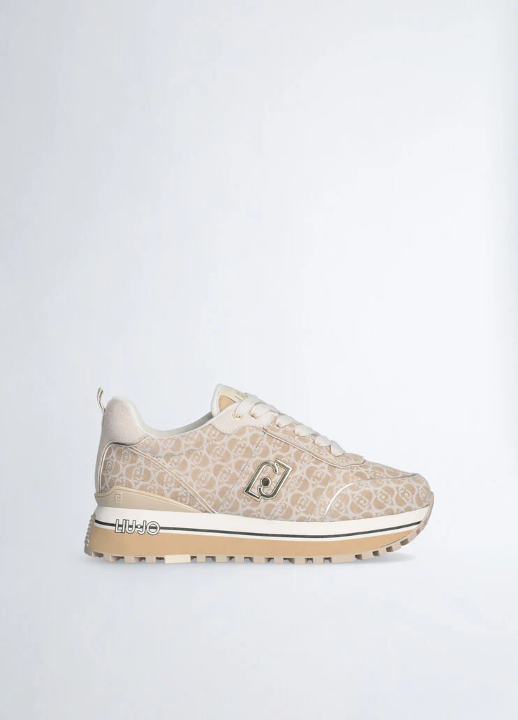 Beige suede platform sneakers
