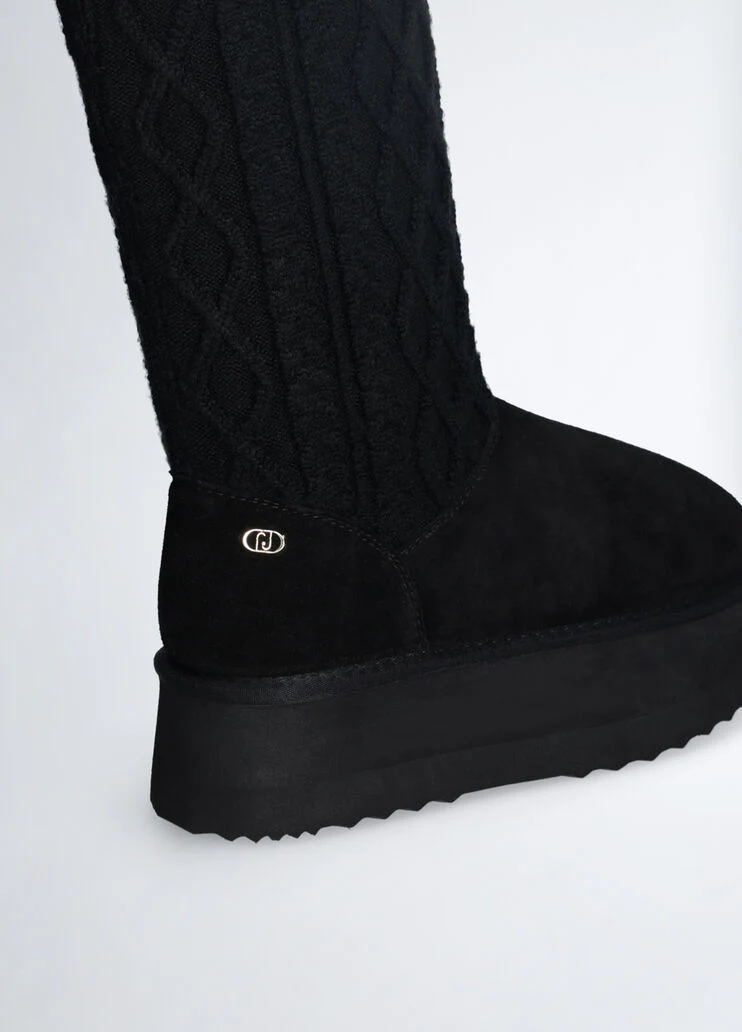 Knit platform boots