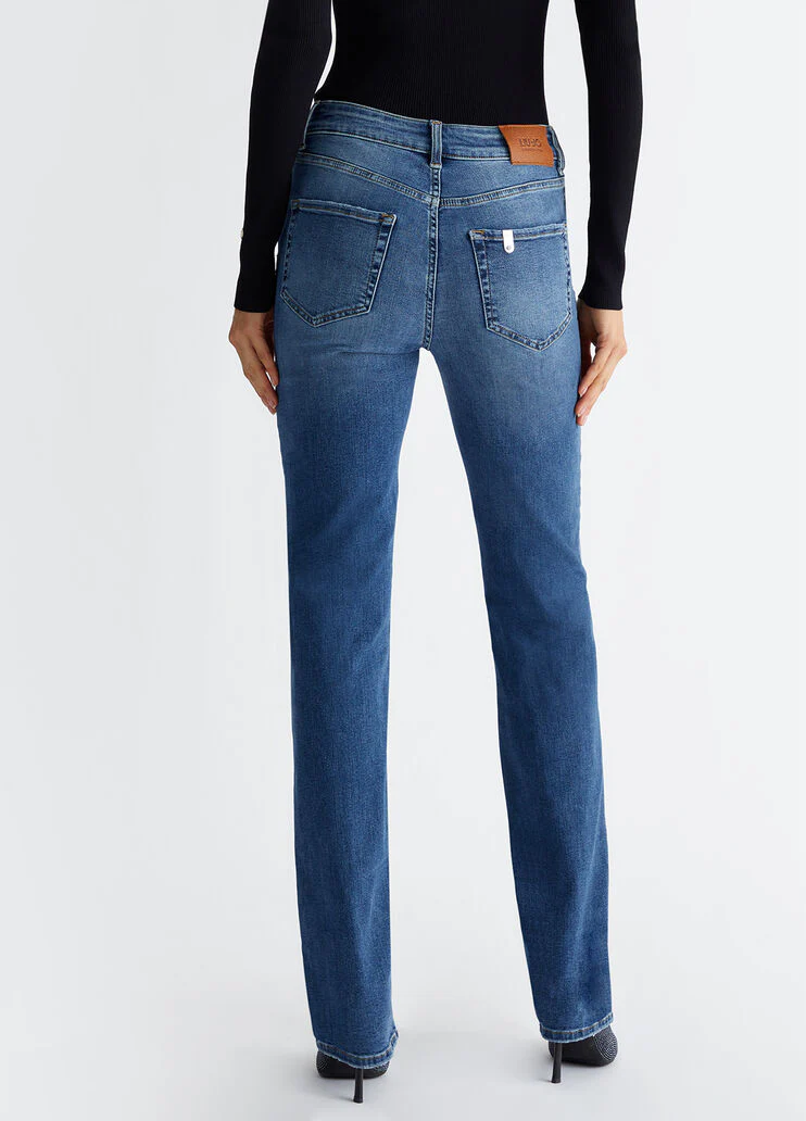 High-waisted straight-leg jeans