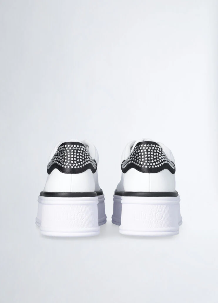 Leather sneakers with rhinestones