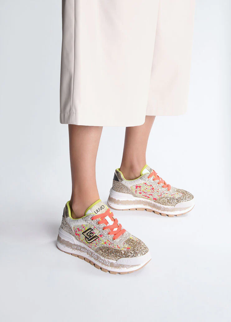Platform sneakers with full glitter