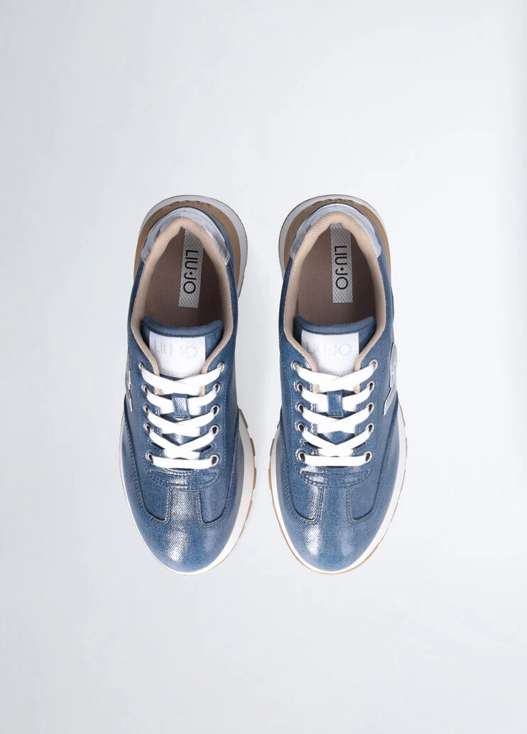 Glossy denim sneakers