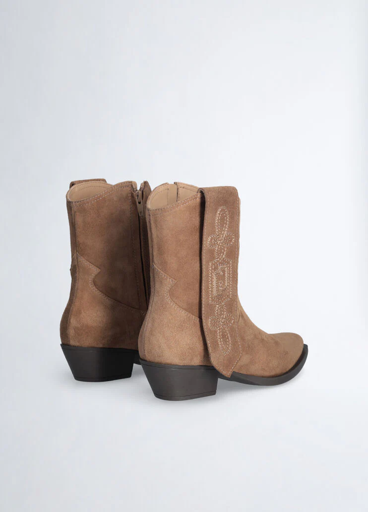 Suede cowboy ankle boots