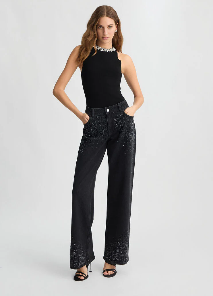 Baggy jeans with rhinestones