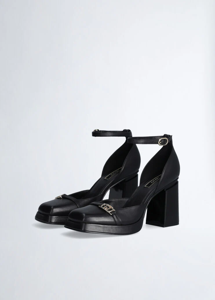 Black two-piece court shoes