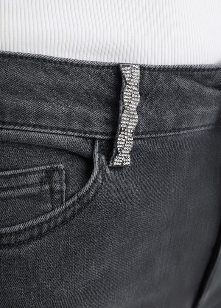 Grey skinny jeans with rhinestones